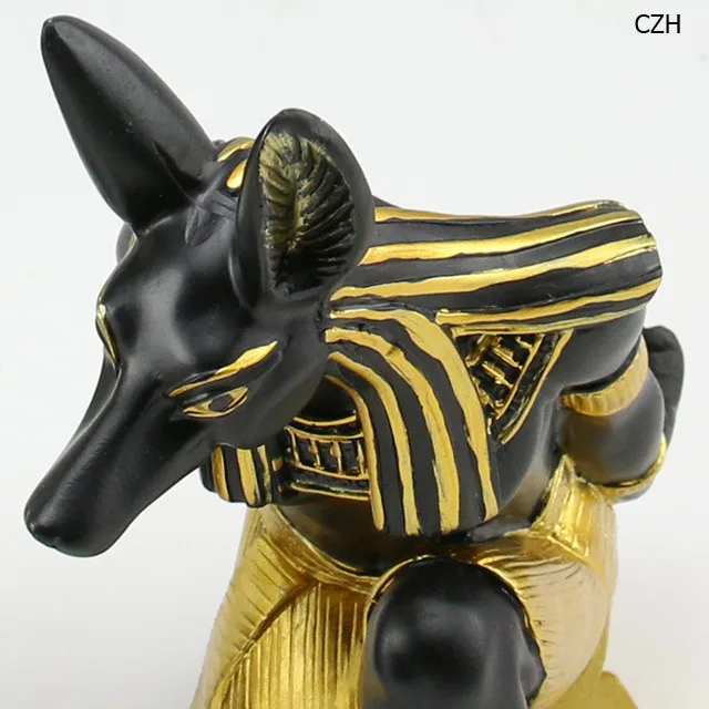 BUOP Ancient Egyptian Deity Wine Bottle Stand with Bottle Stopper Black and Golden Anubis Statue Crouched on One Knee Egyptian Design and Decor 